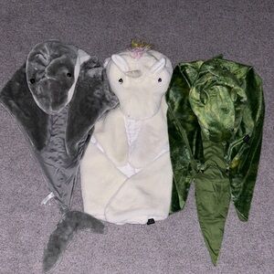 FAO Schwarz Kids Plush Cape Dress Up Set 3-Pack: Dragon, Unicorn & Shark